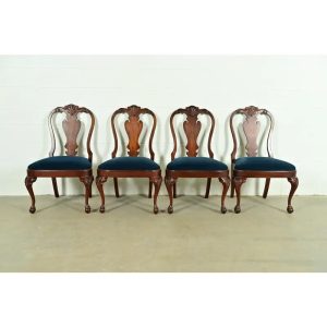 Smith & Watson Georgian Carved Mahogany Dining Chairs, Set of Four