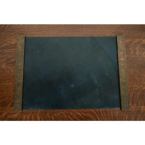 Tiffany Studios New York Zodiac Pattern Bronze Blotter Ends With Leather Desk Blotter