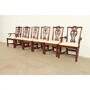 Henredon Georgian Carved Mahogany Dining Chairs, Set of Six