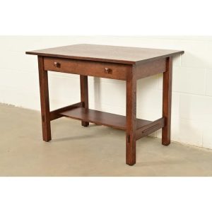 Stickley Brothers Antique Mission Oak Arts & Crafts Writing Desk or Library Table, Newly Refinished