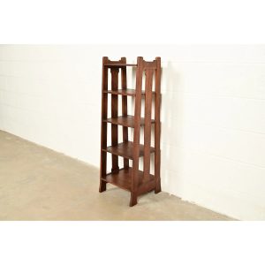 Stickley Brothers Mission Oak Arts & Crafts Slatted Bookcase or Magazine Rack, Circa 1910