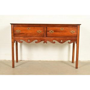 Baker Furniture Style Georgian Carved English Yew Wood Sideboard Credenza