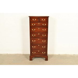 Henkel Harris Chippendale Carved Solid Mahogany Lingerie Chest or Highboy Dresser