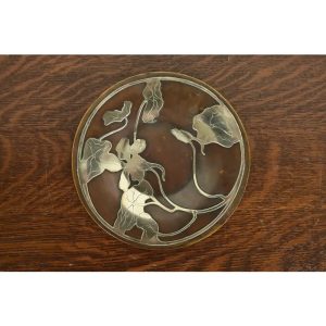 Heintz Style Arts & Crafts Sterling Silver on Bronze Plate