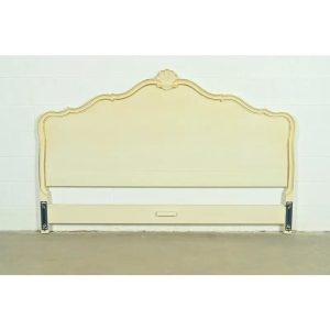 Kindel Furniture French Provincial Louis XV Cream Lacquered Parcel Gilt King Size Headboard, Circa 1960s