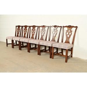 Drexel Heritage Georgian Carved Mahogany Dining Chairs, Set of Six