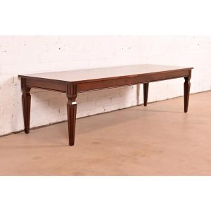 Baker Furniture French Regency Louis XVI Carved Walnut Coffee Table or Cocktail Table, Newly Refinished