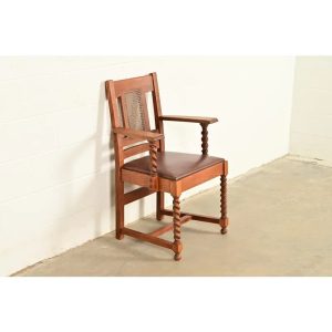 Stickley Brothers Antique Mission Oak and Cane Arts & Crafts Armchair