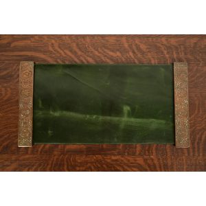 Tiffany Studios New York Zodiac Bronze Blotter Ends With Leather Desk Blotter