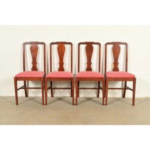 Baker Furniture Style Federal Inlaid Mahogany Dining Chairs, Set of Four