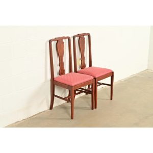 Baker Furniture Style Federal Inlaid Mahogany Side Chairs or Dining Chairs, Pair