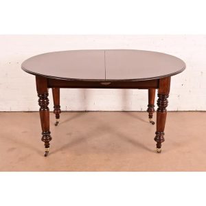 R. J. Horner Style Antique Victorian Carved Mahogany Extension Dining Table, Newly Refinished