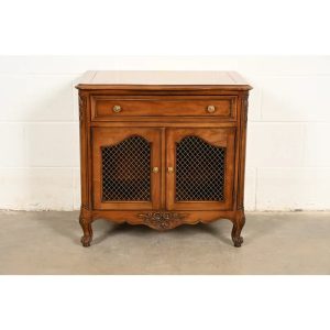 Kindel Furniture French Provincial Louis XV Cherry Wood Nightstand, Circa 1960s