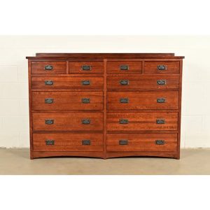 Stickley Style Mission Oak Arts & Crafts Twelve-Drawer Dresser or Chest of Drawers