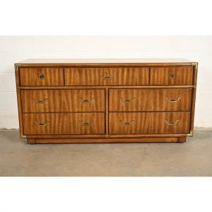 Drexel Heritage Mid-Century Modern Hollywood Regency Campaign Walnut Dresser or Credenza, 1970s