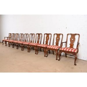 Henredon Chippendale Carved Mahogany Dining Chairs, Set of Ten
