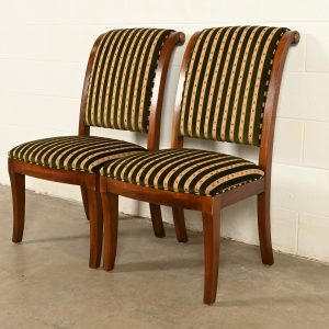 Henredon French Empire Carved Mahogany Side Chairs or Dining Chairs, Pair
