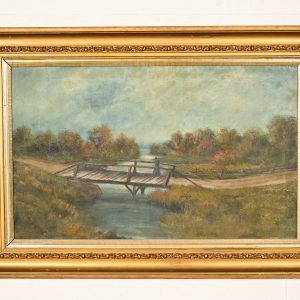 Allan Rutherford Wilber Original Artist Signed "River Walk" Oil Painting on Canvas in Carved Giltwood Frame