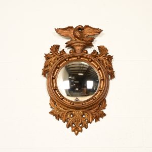 American Federal Gold Gilt Convex Bullseye Eagle Wall Mirror