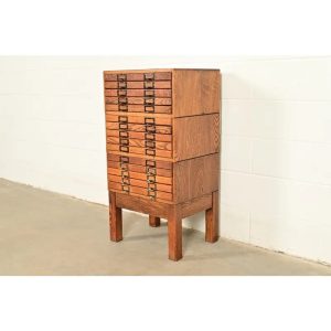 Antique Arts & Crafts 15-Drawer Flat Cabinet, Circa 1900