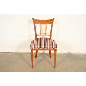 Antique Italian Regency Fruitwood Inlaid Marquetry Side Chair or Dining Chair