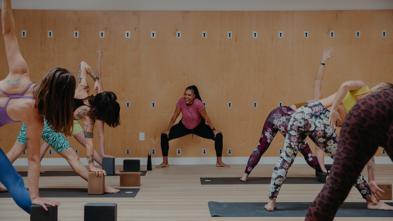 Yoga teacher leading class in East Hollywood la