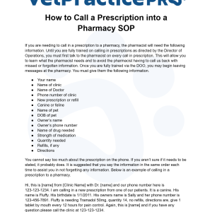How to Call a Prescription into a Pharmacy SOP