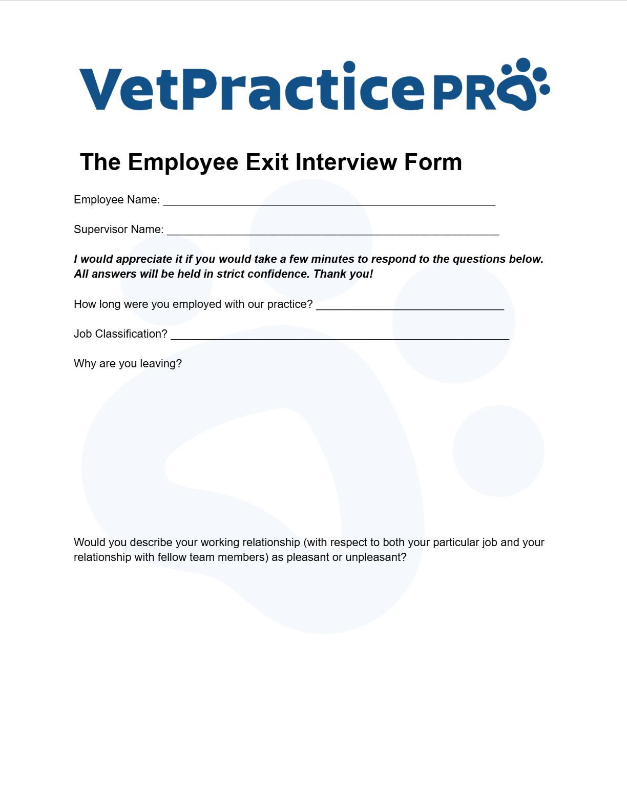 The Employee Exit Interview Form